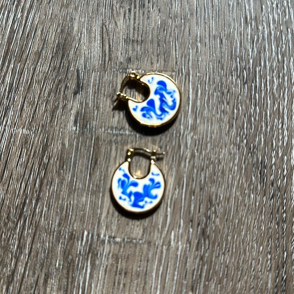 Ana Luisa Hana Marble Blue Enamel Earrings